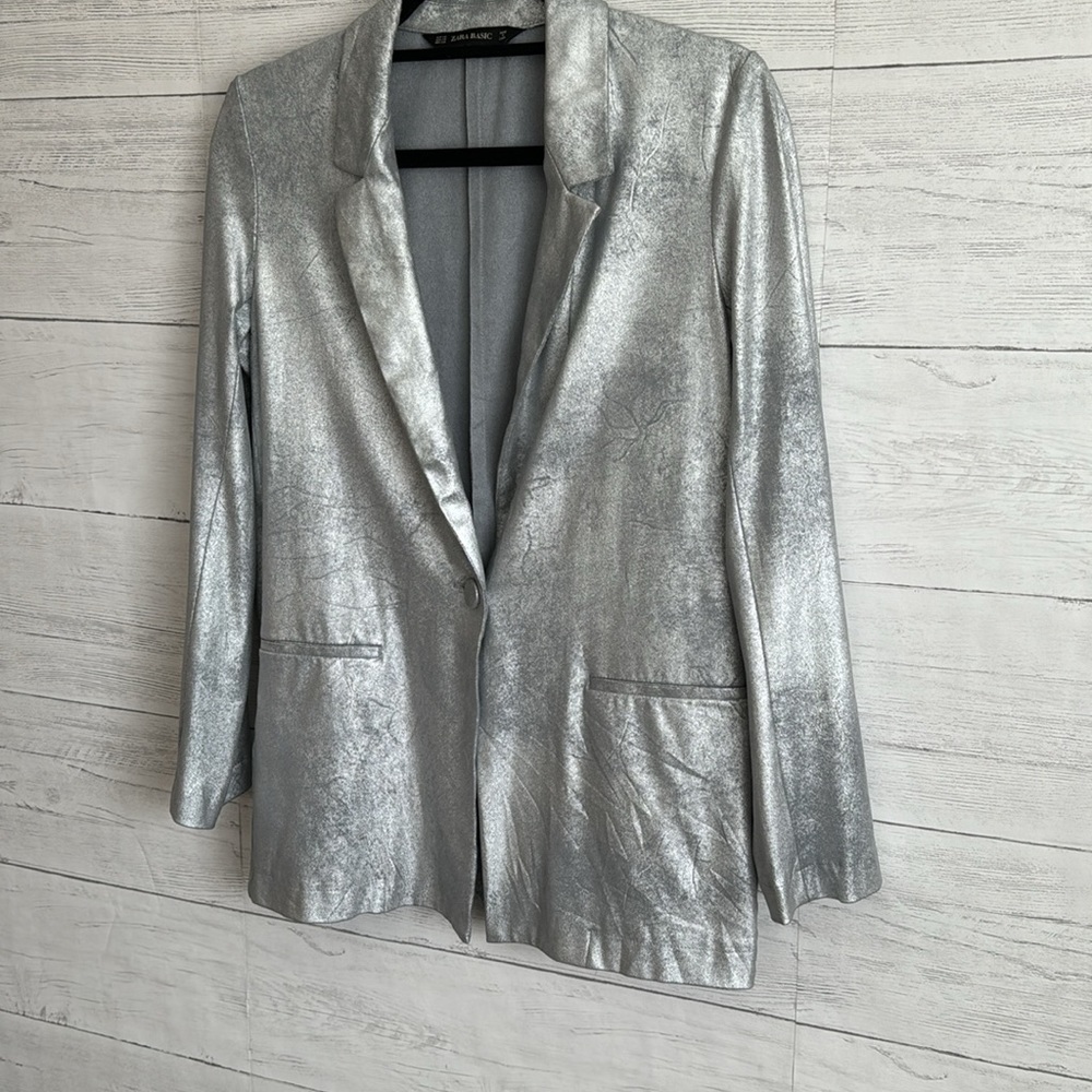 Zara Silver Suede Blazer | SIZE XS - Picture 4 of 9
